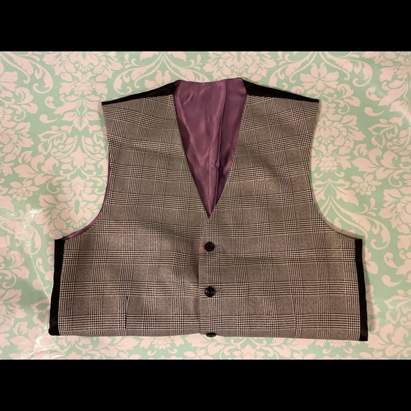 Tallia Mens Slimfit Plaid Tuxedo Vest 